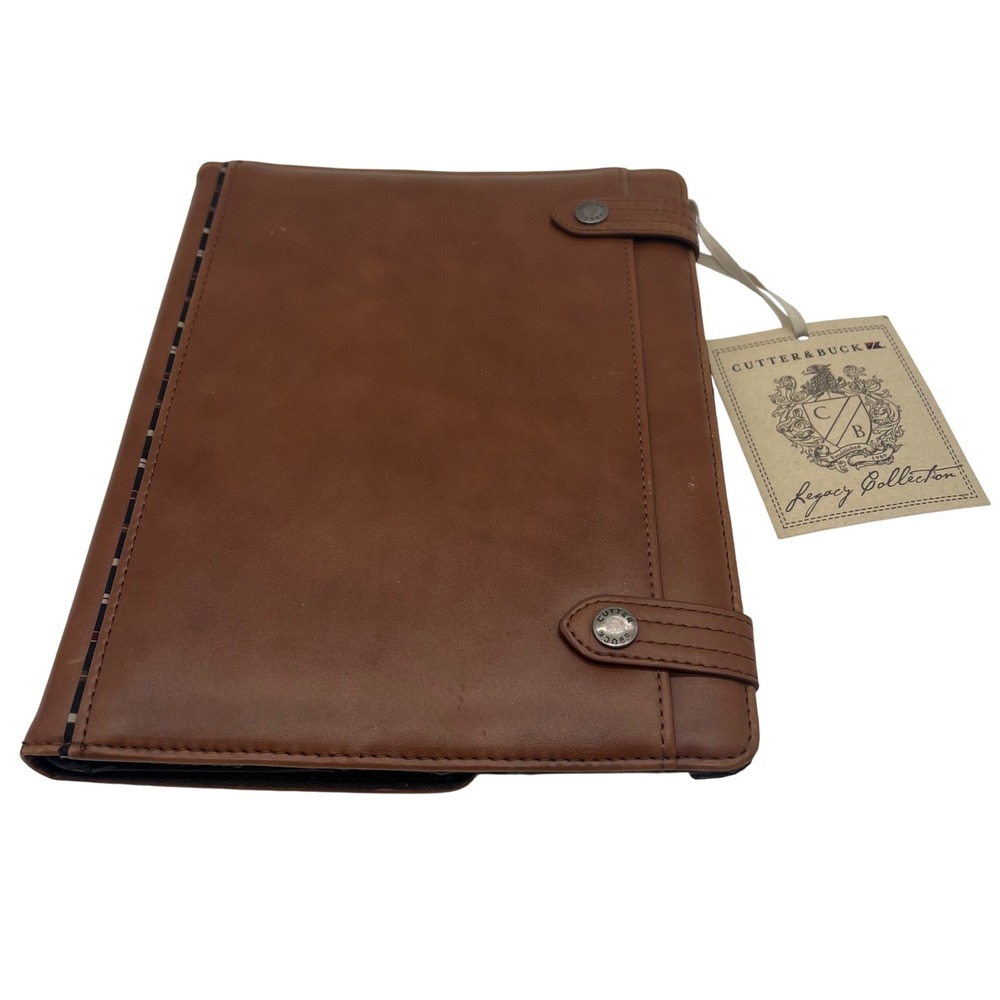 Cutter & Buck Tablet Case Legacy Collection Brown Leather Folio Rotating Cover